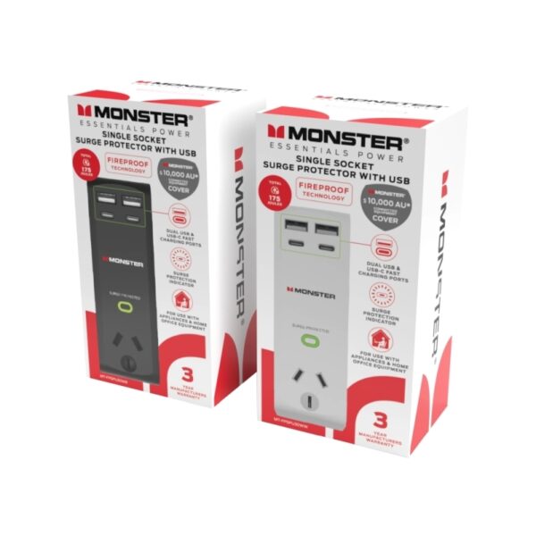Monster 1-Port+USB Surge Black - Image 2